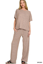 Soft Melange Short Sleeve Tee And Long Pants Set