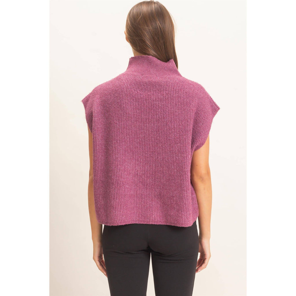 Sleeveless High Neck Sweater