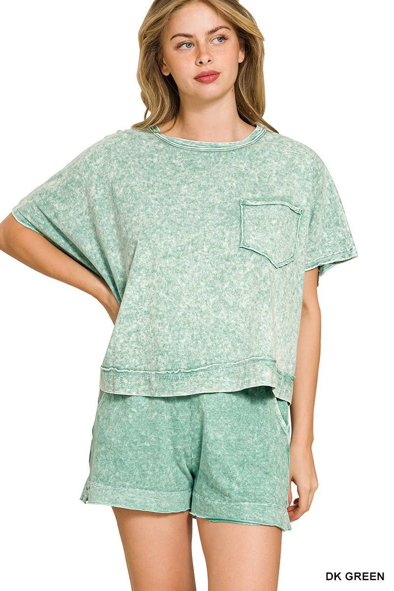 Halo Snow Washed Boxy Top N Shorts Set