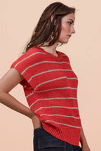 12W3319N-Striped Knit Sweater Vest Top