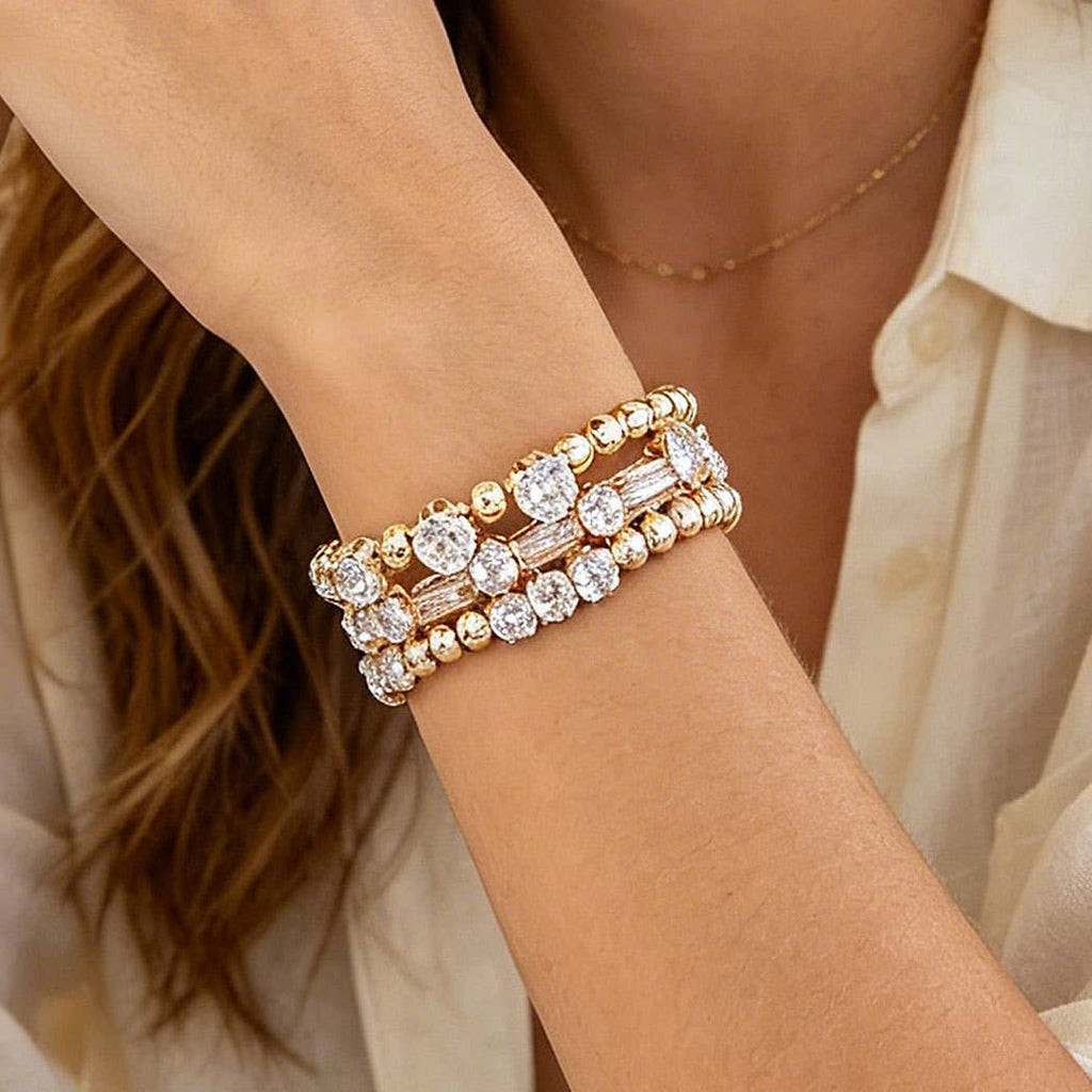 Multi Rhinestone Beaded Bracelet