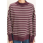 Striped Mock Neck Sweatshirt