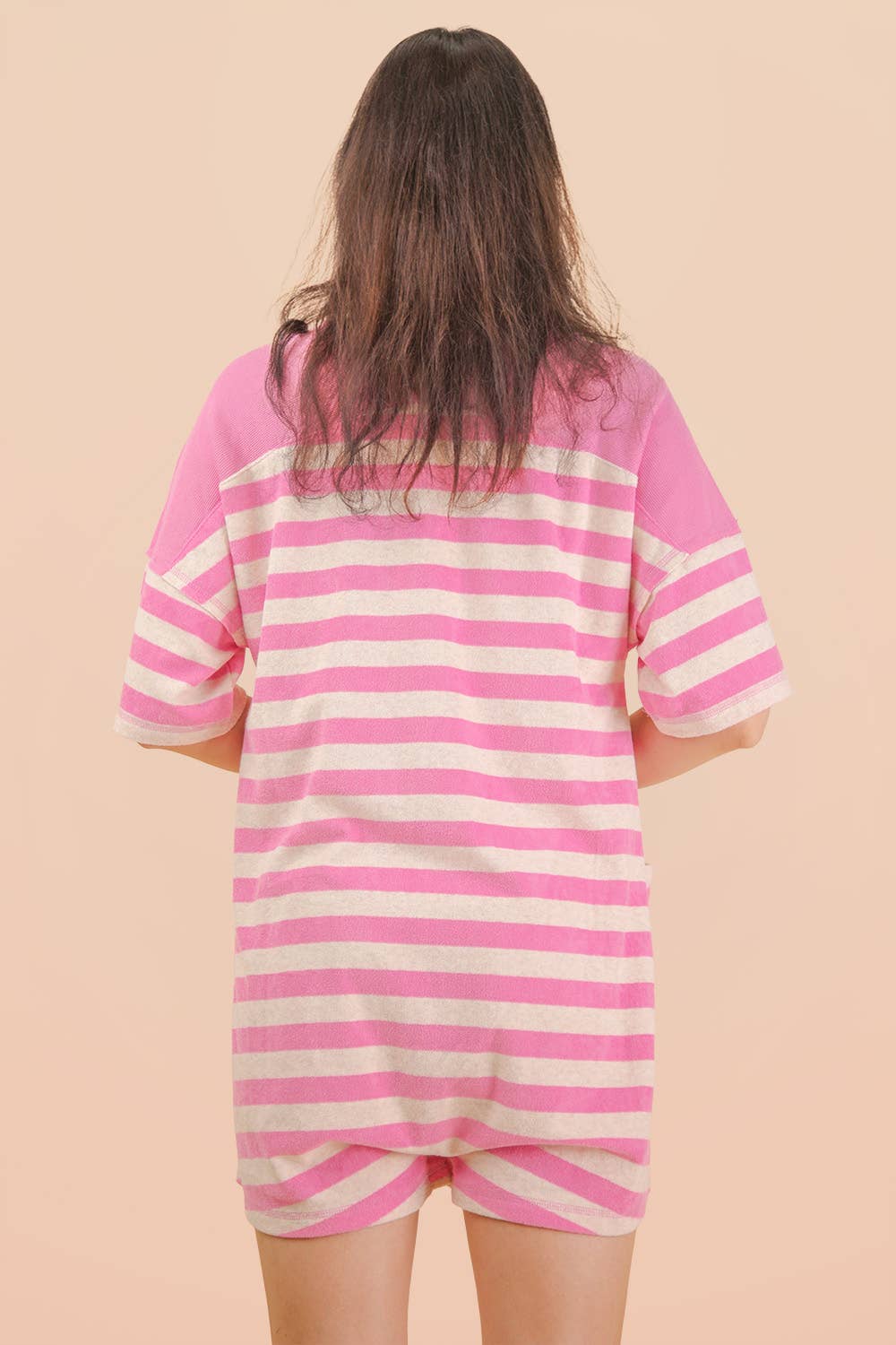NP70994-Stripe Casual Knit Romper