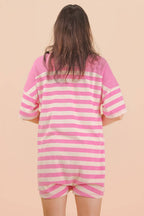 NP70994-Stripe Casual Knit Romper