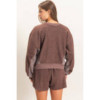 Contrast Sweatshirt & Shorts Set