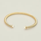 Pearl Tip Twisted Cable Cuff Bracelet