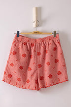 NT12482SET-Floral Embroidery Woven Top & Shorts Set