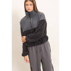 Fleece Color Contrast Half Zip Pullover
