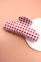 JUMBO STRIPE PLAID OVAL HAIR CLAW CLIPS | 40H1020