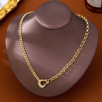 Pave Crystal Horseshoe Carabiner Mixed Necklace | 80N95006