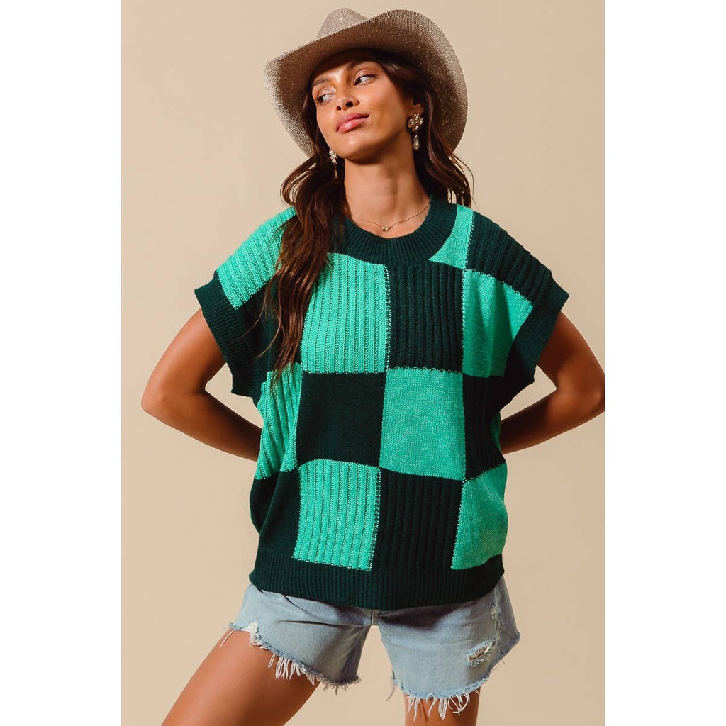 CHECK PLAID CASUAL SWEATER TOP