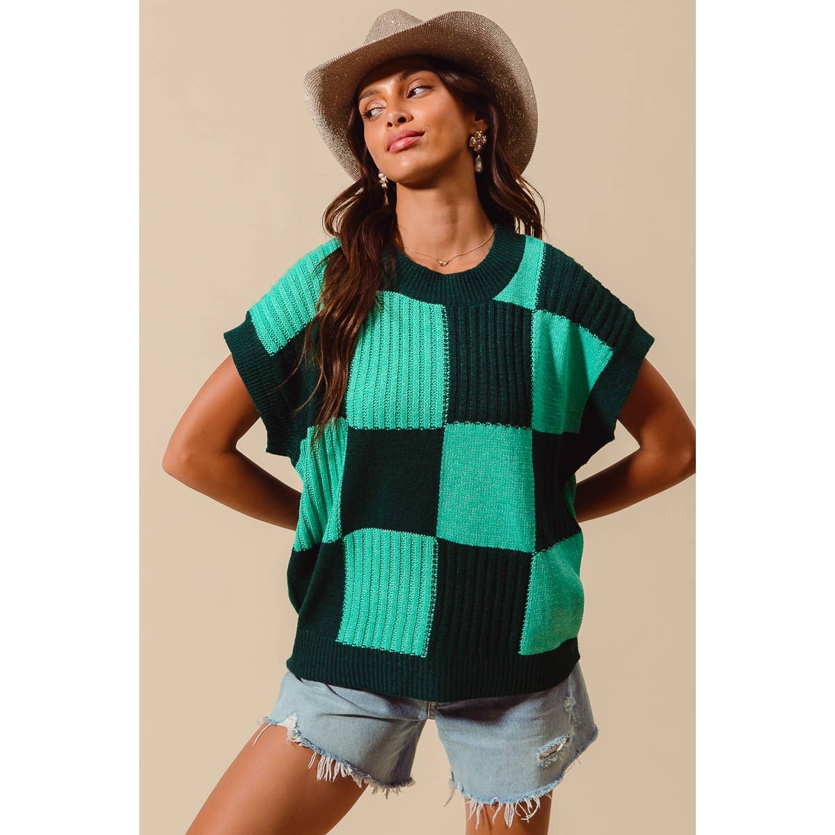 CHECK PLAID CASUAL SWEATER TOP