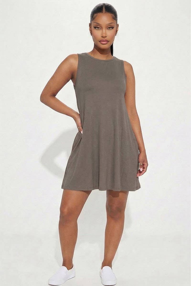 Comfy Sleeveless Flare Mini Dress