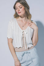 0410 Tie-front Knit Crop Cardigan SI-29538