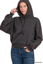 Acid Wash Fleece Cropped Hoodie