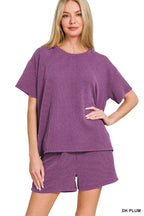 `.SI-26647 Corded Rib Short Sleeve Tee & Short Pants 2PC Set