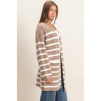 Open Front Stripe Cardigan