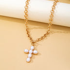 Large Pearl Cross Toggle Necklace | 80N93068