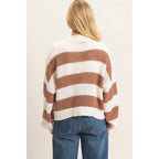 Striped V-Neck Sweater Cardigan
