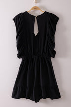 NP71067-Back Cutout Detail Ruffled Sleeve Romper