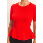 Ribbed Peplum Knit Top