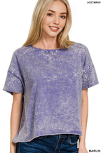 Crinkle washed crew neck short sleeve crop box tee - Zenana