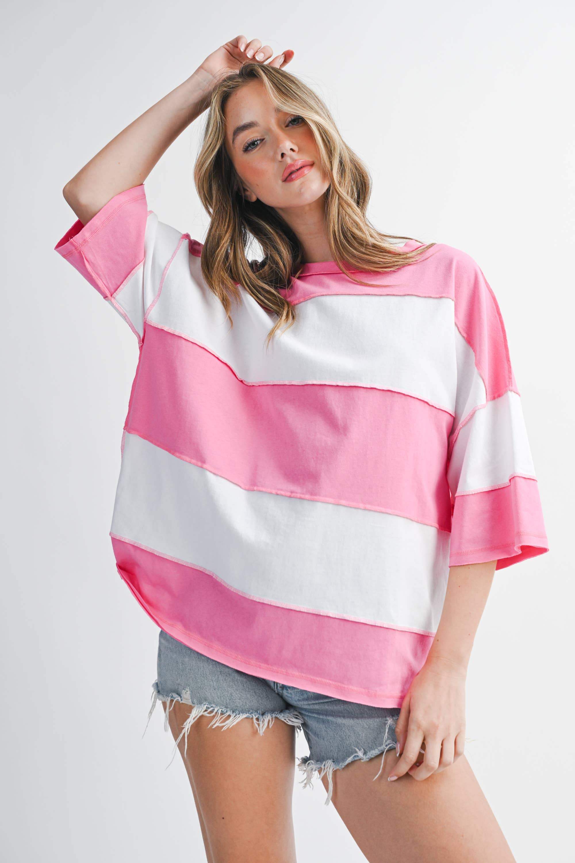 8417FN Polly Color Block Top