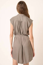 NOTCHED COLLAR SHIRT DRESS