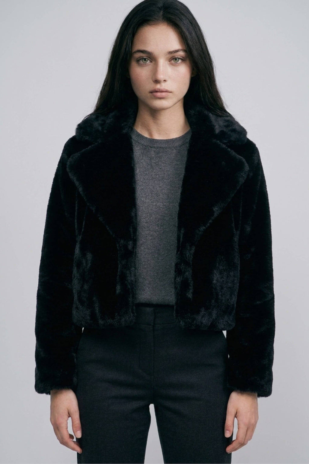 Cropped Faux Fur Jacket