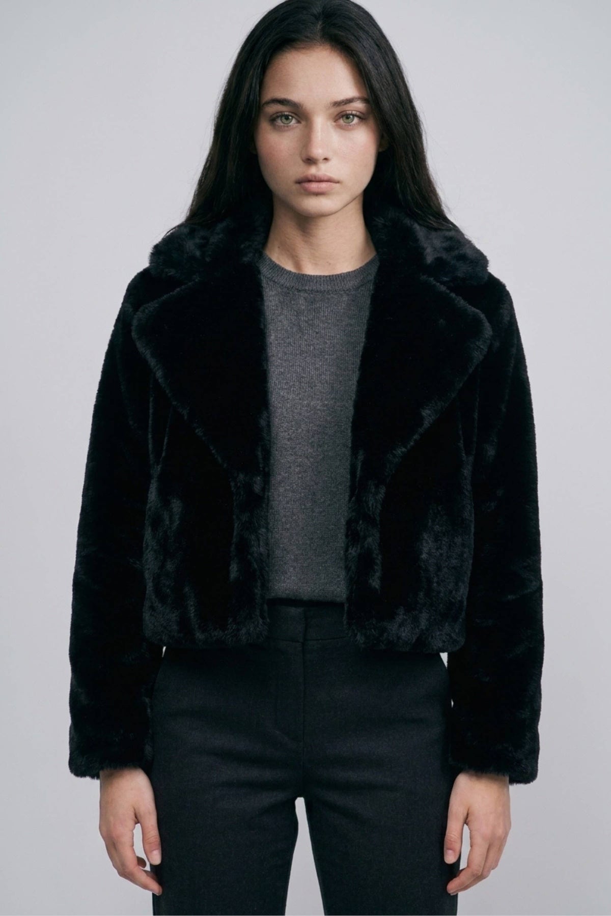 Cropped Faux Fur Jacket