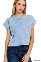 Washed Cotton Short Sleeve Top - Zenana