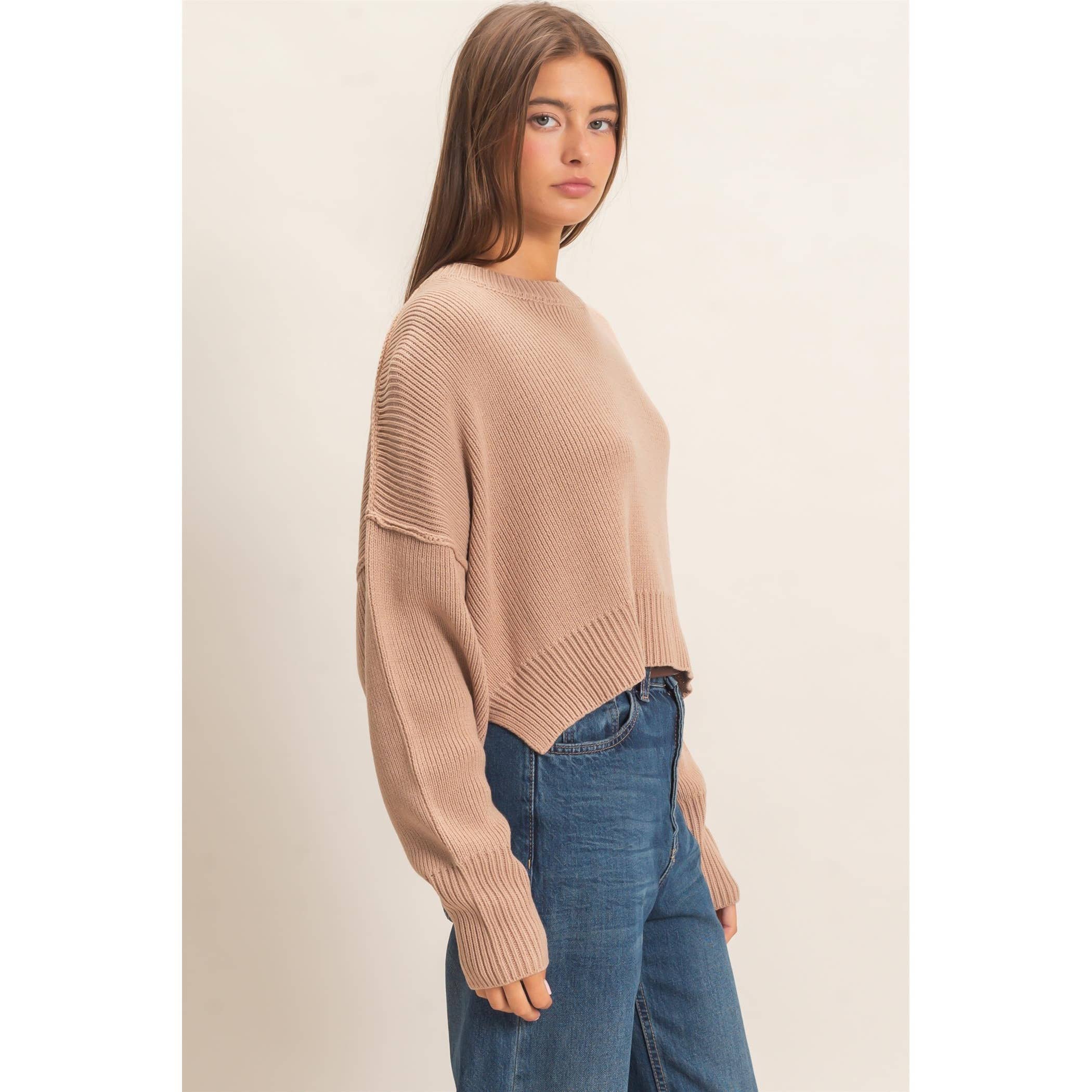 Ribbed Drop Shoulder Sweater