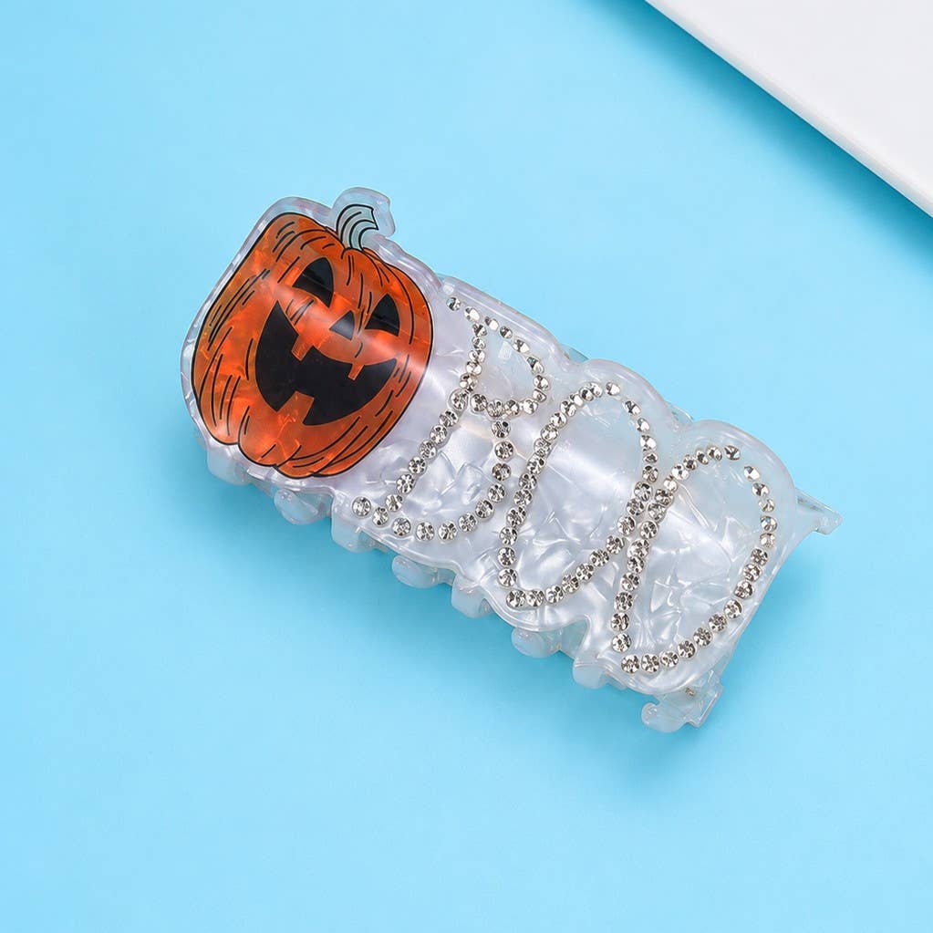 LARGE HALLOWEEN CROSS BOO HAIR CLAW CLIPS | 40H1139