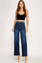 P7117W-DK HIGH RISE PATCH POCKET WIDE LEG