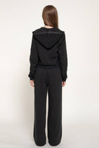 Studded Hoodie & Pants Inner Fleece Terry 2PC Set