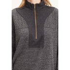 Ribbed Knit Half-Zip Pullover
