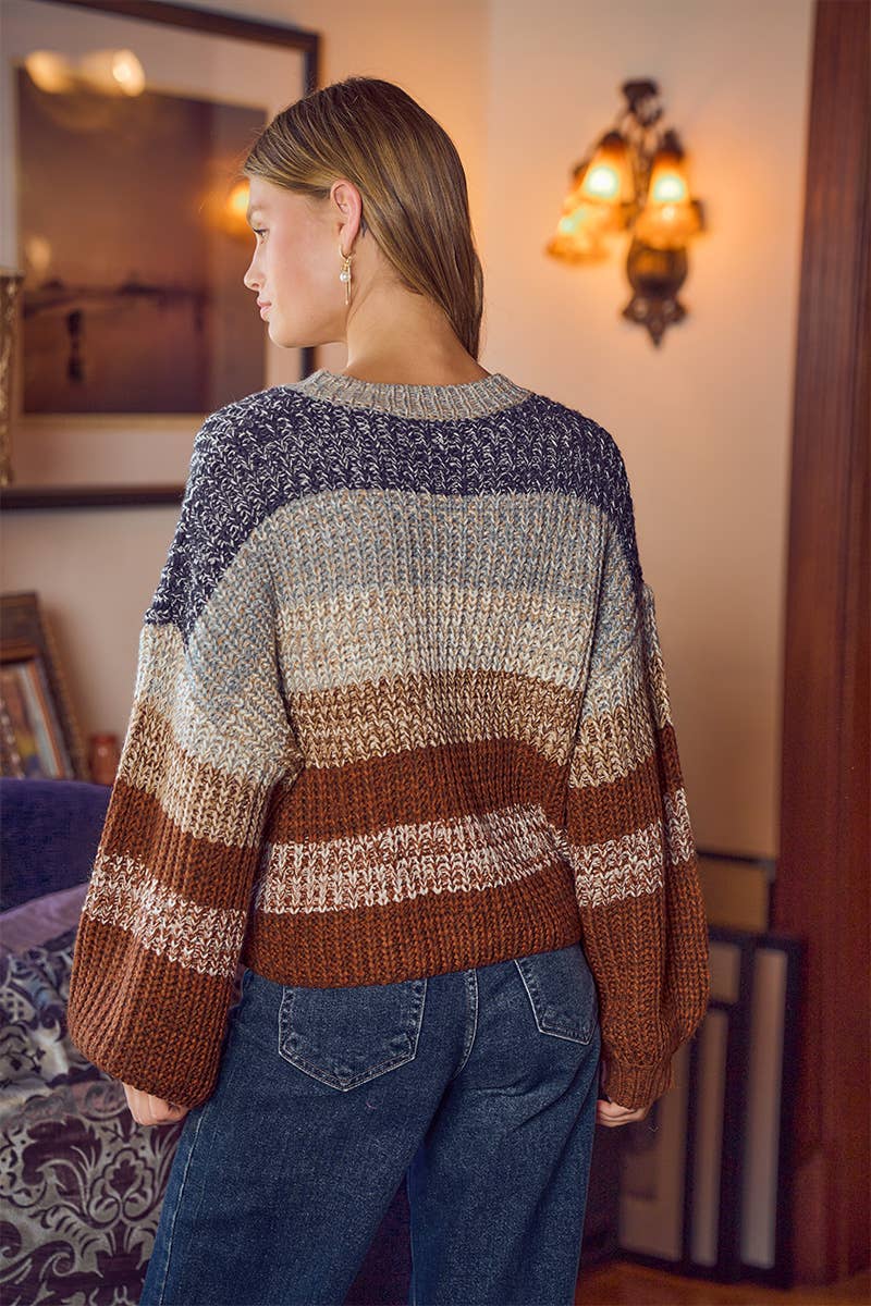 STRIPED MULTI COLOR CROP SWEATER