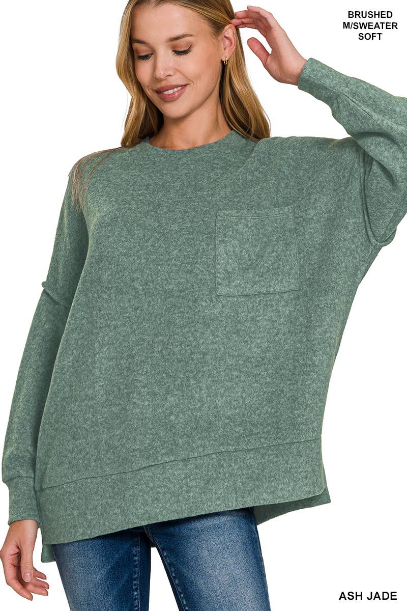 Brushed Melange Drop Shoulder Oversized Sweater