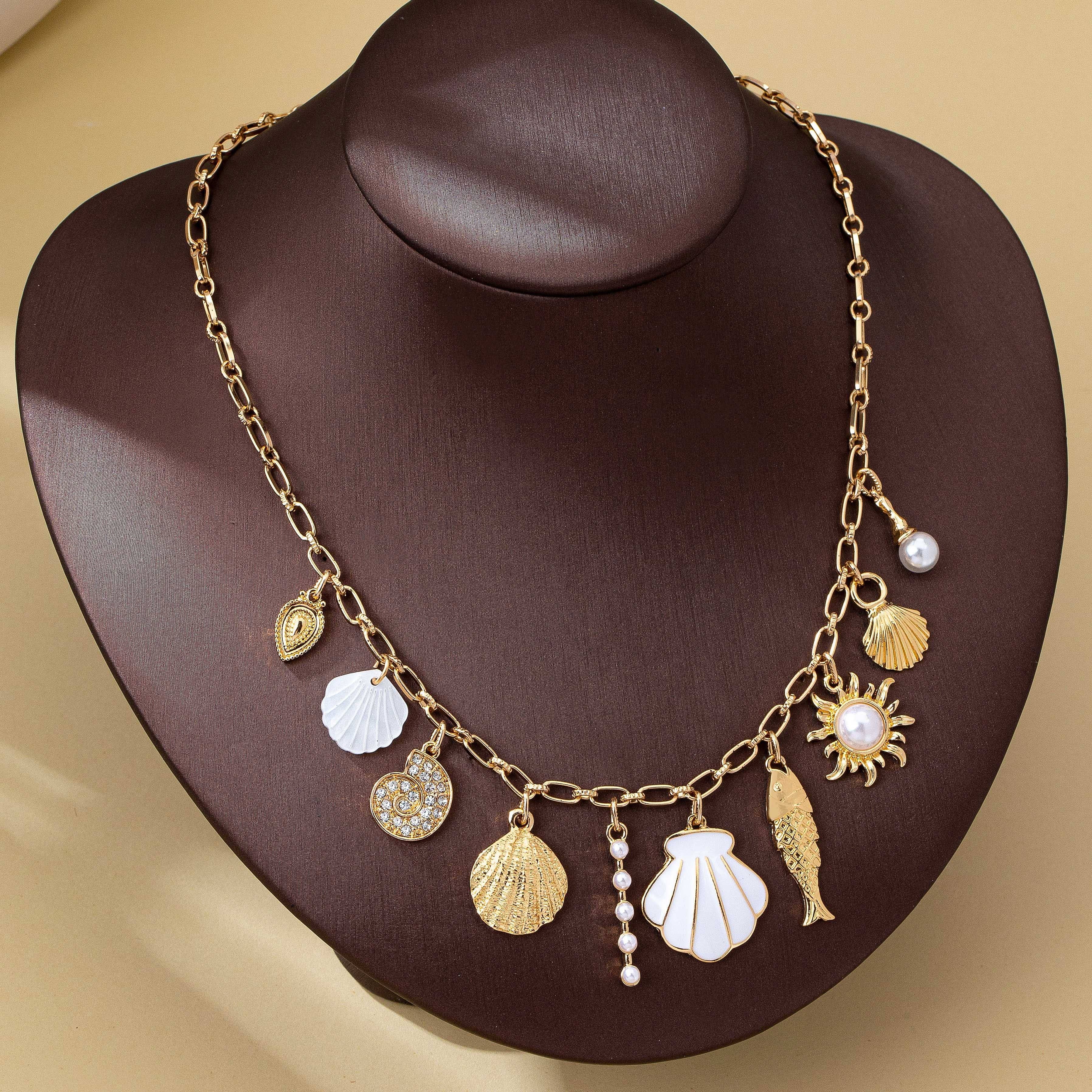 Charm Necklace-Ocean Seashell Fish Pearl | 80N92949