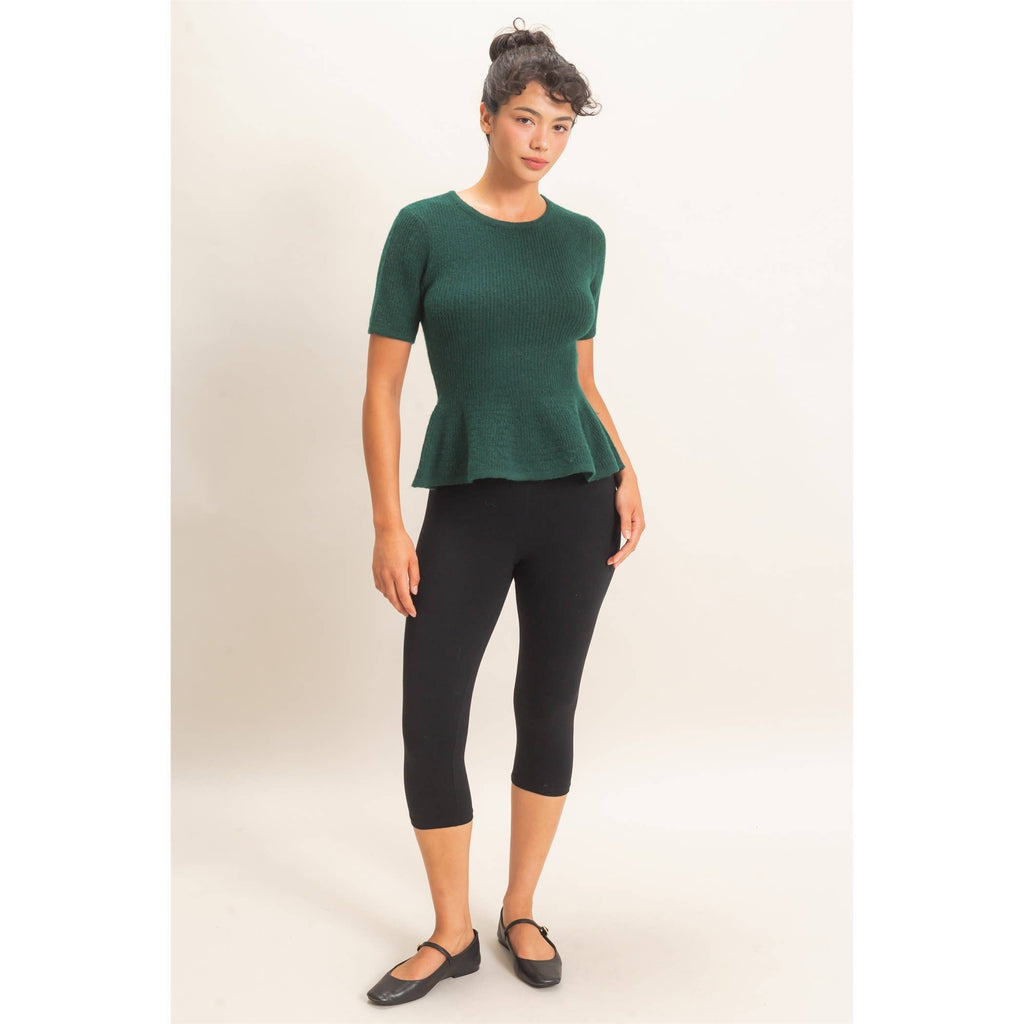 Ribbed Peplum Knit Top