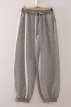 NT12845SET-Contrast Rib Trim Heathered Knit Lounge Set