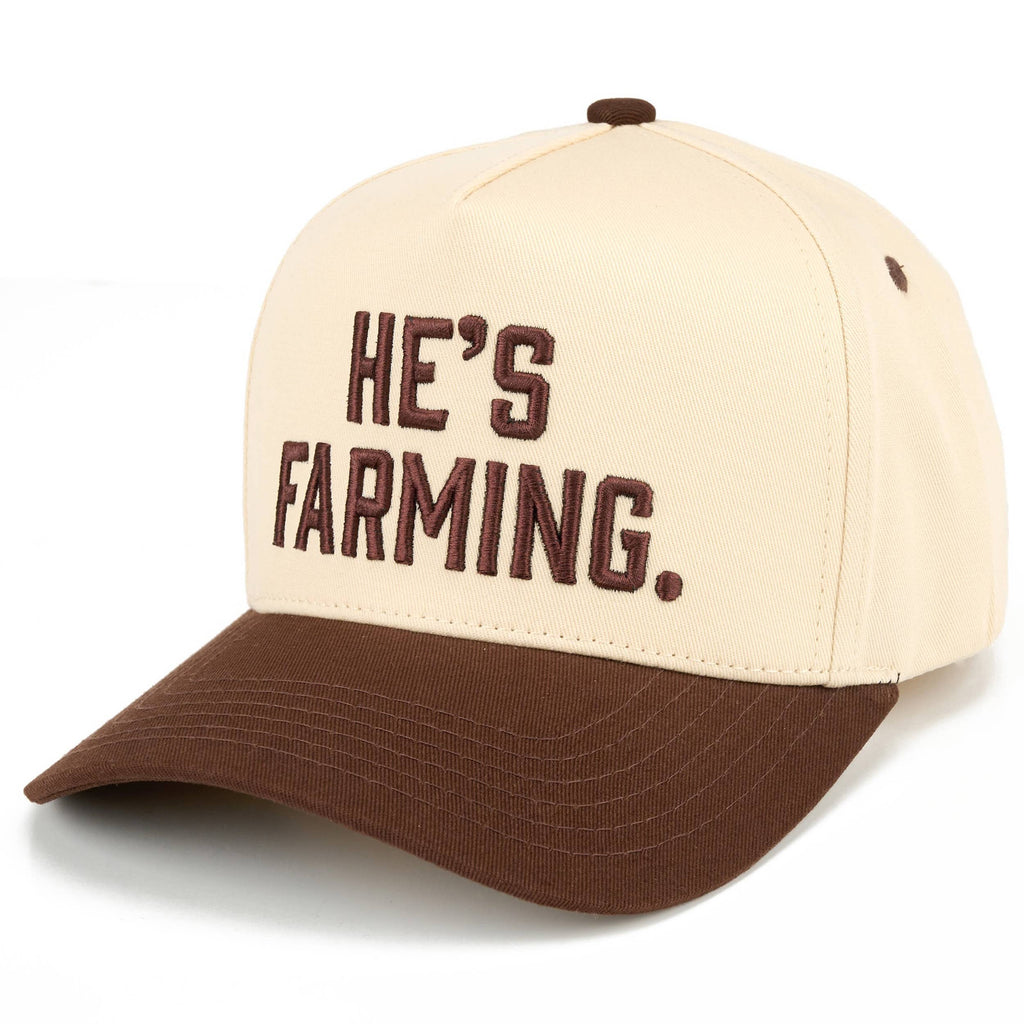 C.C HE'S FARMING Letter Embroidered Two Tone Trucker Hat