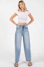 P1305X-LM SIDE SEAM DETAILING HIGH RISE COMFORT BARREL JEANS