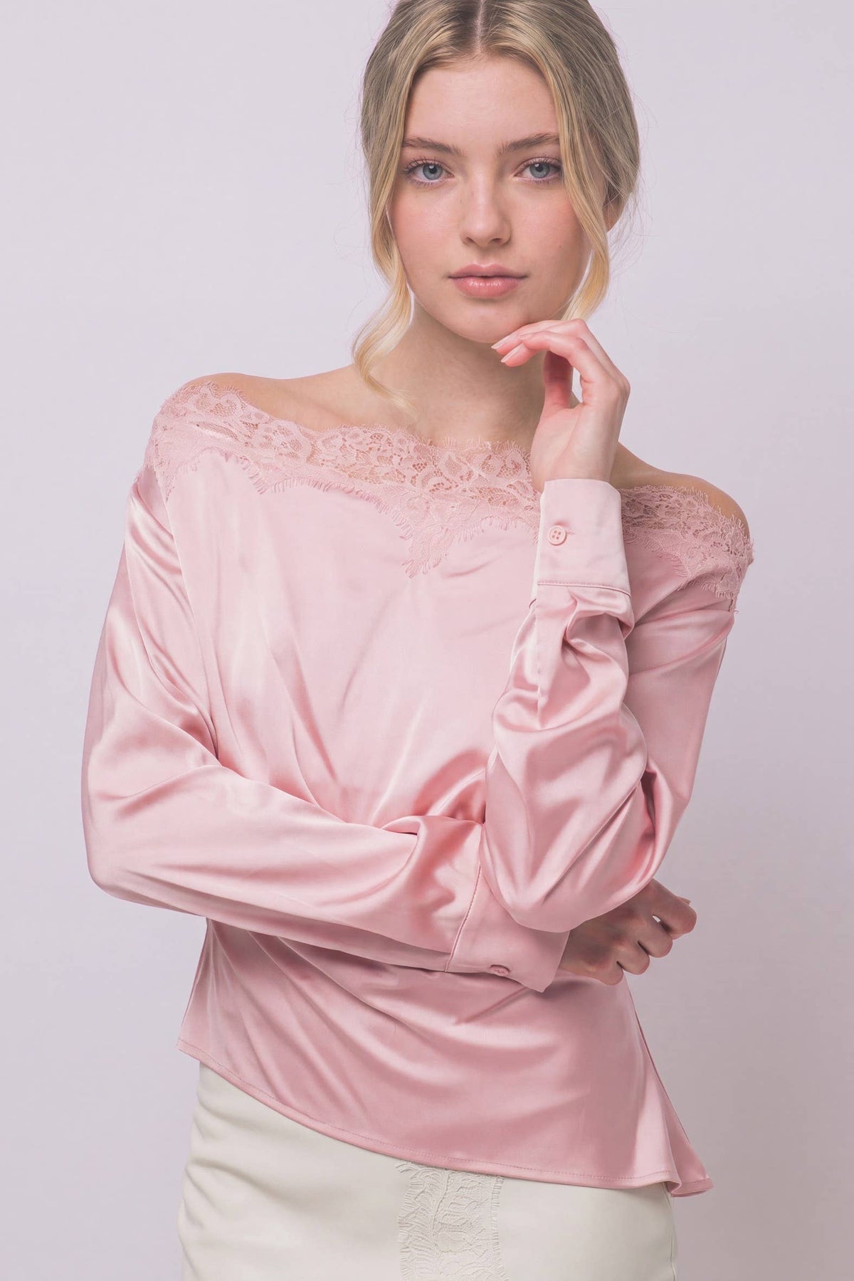 Lace-trimmed Off-the-shoulder Blouse