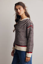 Striped Textured Knit Sweater FSW0063