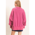 Mineral Wash Snap Collar Pullover