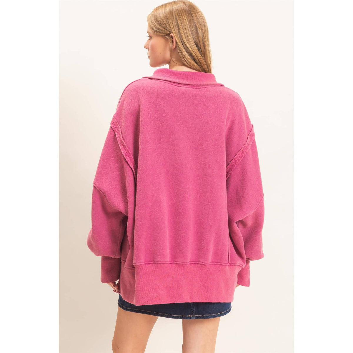 Mineral Wash Snap Collar Pullover