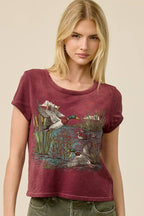 Mallard Ducks Graphic Potassium Spray Faux Crop Tee