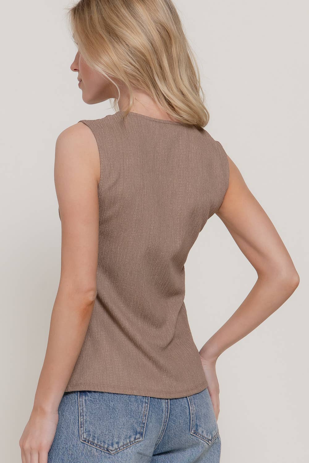 Sleeveless Crew Neck Texture Knit Vest