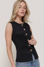 Sleeveless Crew Neck Texture Knit Vest
